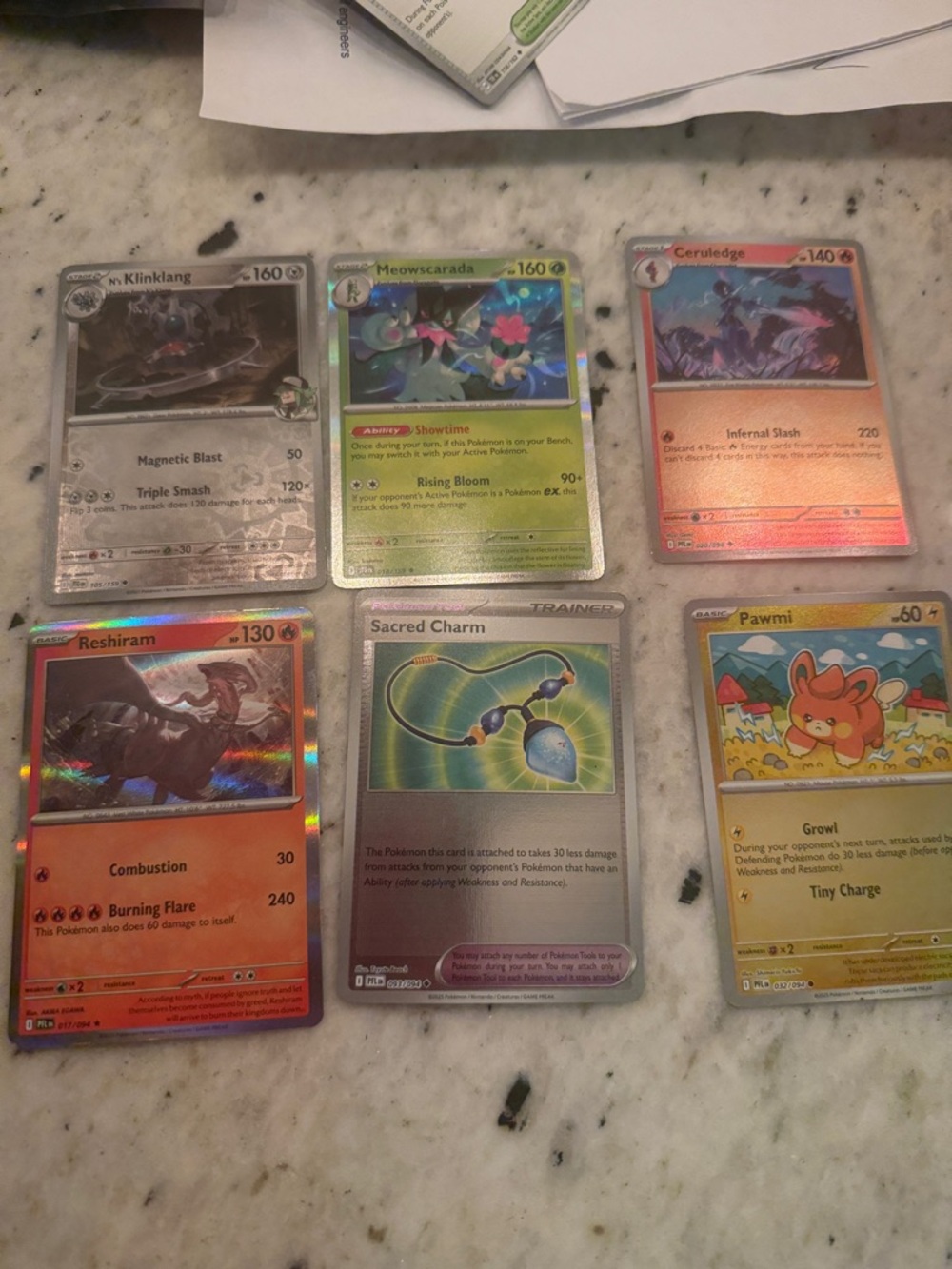 Pokémon Trading Card - Holographic Assortment (Green, Red, Silver, Gold Accents)